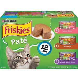 2 Purina Friskies Wet Cat Food Pate Variety Pack Salmon Dinner, 2 Packs of 12